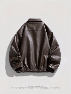 Veste en cuir véritable pour hommes, style aviateur, rétro, ample, courte, streetwear japonais décontracté, multi-poches, imperméable - Product Image 4
