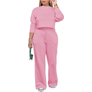 Ensemble de survêtement pour femmes de qualité supérieure, deux pièces, tissu doux, personnalisation de la marque, fournisseur OEM ODM - Product Image 1