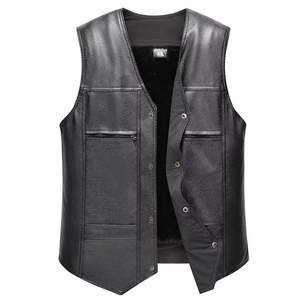 Golden Wave 2026 New Model High-End Men's V-neck Single Breasted <b>Black</b> Denim Eco-Friendly England Style Silk Screen Printed <b>Vest</b> - Product Image 2