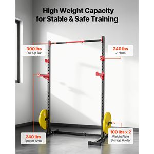 Rack Multifunzionale per Palestra Domestica con Larghezza Regolabile, Attrezzatura per Allenamento con 6 Bande e Pioli per Squat, Leg Press e Bilanciere - Product Image 4