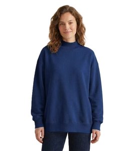Suéter de cuello simulado de felpa estampado oversize para mujer, transpirable, de ajuste relajado, manga larga, estilo urbano informal para invierno - Product Image 1