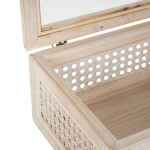 Elegant Set Of 2 Rattan And Wooden <b>Storage</b> <b>Boxes</b> <b>For</b> Food Clothes Paper And Home Organization Multipurpose Use <b>Decorative</b> Box - Product Image 2
