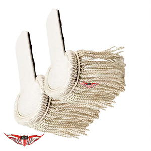 KEW Epaulette de Algodón Blanco Trenzado con Flecos, Estilo Étnico, Adorno Duradero para Hombro - Product Image 1