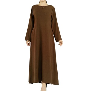 Abaya longue de couleur marron uni, de qualité supérieure, pour femmes musulmanes, robe décontractée, abaya de Dubaï, vêtements traditionnels arabes, vêtements islamiques - Product Image 3