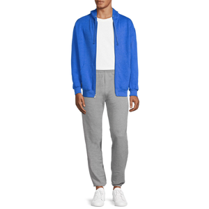 Sweat à capuche zippé décontracté pour homme en polyester/coton, coupe régulière, 300 GSM, en molleton tricoté teint uni, respirant pour l'hiver - Product Image 4