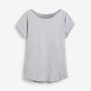 เสื้อยืดคอกลมแขนสั้นสีเทาสำหรับผู้ชาย ทรงปกติ ผ้าฝ้าย ทอแบบเรียบ ระบายอากาศได้ดี สีพื้น - Product Image 2