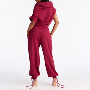 Custom Luxury 2-Piece Summer Yoga <b>Set</b> Hooded Jacket High Waist Flared Pants Breathable Eco-Friendly 100% Cotton Women Jogger <b>Set</b> - Product Image 2