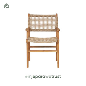 Chaise de salle à manger d'extérieur moderne et durable en teck, fauteuil de patio à faible entretien avec accents en rotin et bois massif, confortable pour hôtel - Hinata - Product Image 3