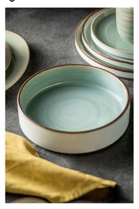 ชุดอาหารเซรามิกเคลือบลายเขียวแบบคลาสสิก ทนทาน เป็นมิตรกับสิ่งแวดล้อม ปลอดสาร BPA - Product Image 5