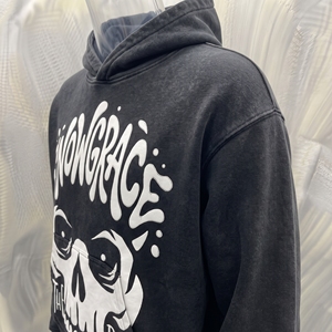 Sweat-shirt à capuche court Snowgrace en molleton bouclette, imprimé crâne, style streetwear, pour homme, collection automne, 100 % coton - Product Image 5