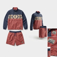 Ensemble short et veste coupe-vent léger respirant personnalisé par sublimation, 100 % polyester, pull demi-zip, survêtement homme pour l'extérieur