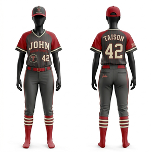 Uniforme de Béisbol para Mujer, Jersey de Poliéster GSM Performance con Rayas, Paneles Rojos Raglán, Logotipo Bordado Personalizado - Product Image 5