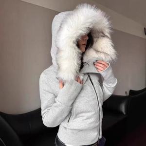 Plus Size Women's Autumn Knitted Velvet Muskrat <b>Fur</b> Lining Cow Suede Elegant Long Sleeve Casual Outwear Solid Textured Single - Product Image 5