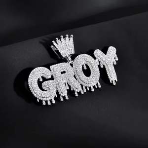 Collier avec pendentif personnalisé serti de diamants, avec couronne, style hip-hop, bijoux personnalisés pour homme et femme, cadeau - Product Image 3