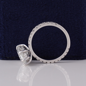 3 Carat Pear Cut Lab Grown Diamond <b>Ring</b> Pear Shaped Engagement <b>Ring</b> Hidden Halo <b>Ring</b> Minimalist <b>Ring</b> 14K Gold <b>Thin</b> Daint <b>Ring</b> - Product Image 5