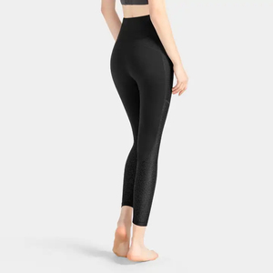 Conjunto de Leggings Deportivos para Mujer, Pantalones de Yoga, Spandex/Poliéster Sólido de Alta Calidad, Elástico en Cuatro Direcciones, Ecológico, Tallas Grandes, Secado Rápido - Product Image 2