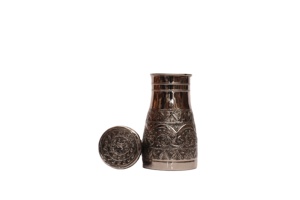 Vase décoratif en cuivre plaqué argent de qualité supérieure pour chevet – Style moghol traditionnel gravé pour la maison et l'hôtel - Product Image 3