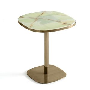 Table basse ronde vintage moderne en marbre gris avec piétement en métal, table d'appoint de luxe pour salon, table C écologique - Product Image 4