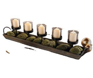 Unique 5 Pillar <b>Candle</b> Holder in Iron and Wood Modern Design for Home Office Wedding and Luxury Hotel Restaurant Settings - Product Image 1