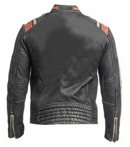 Classic Vintage Cafe Racer Distressed Genuine Leather <b>Jacket</b> Men Motorcycle <b>Biker</b> <b>Jacket</b> - Product Image 2