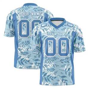 Camiseta de Fútbol Americano Sublimada Personalizada con Cuello en V, Manga Corta, Transpirable, con Diseño de Plantas, Nombre del Equipo y Número 00 para Hombre - Product Image 1