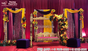 Elegantes decoraciones asiáticas para bodas, marcos dorados y paneles tallados en fibra tradicional para escenario Walima, Marcos traseros tallados a mano - Product Image 3