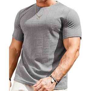 Camiseta Casual Elástica para Hombre |   Camiseta de manga corta con cuello redondo y textura sólida para comodidad y estilo en el día a día - Product Image 1