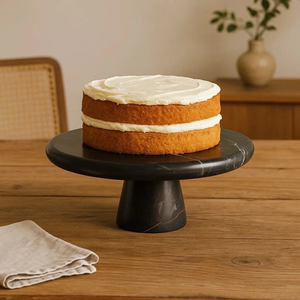 Support à gâteau en marbre écologique de luxe, lavable, avec logo personnalisé, en marbre noir, pour la décoration de gâteaux - Product Image 1