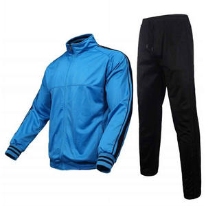 Ensemble de survêtements solides pour hommes, tenue de sport ajustée, veste à manches longues en polyester pour la course et la gym, pantalon de survêtement décontracté pour l'extérieur - Product Image 4