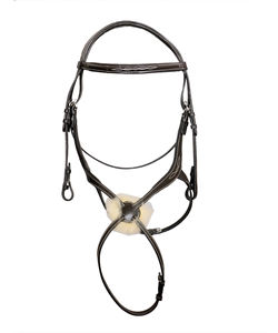 Nueva Llegada: Brida Anatómica de Cuero Platino con Cabezal Acolchado Suave y Plano, Estilo Indio para Montar a Caballo, Equipo Transpirable - Product Image 4