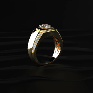 14K Lab Grown Yellow Diamond <b>Ring</b> Cushion Cut Diamond <b>Men</b> <b>Ring</b> With Accent Stone Gold Plated Diamond <b>Ring</b> Groom Diamond <b>Ring</b> - Product Image 2
