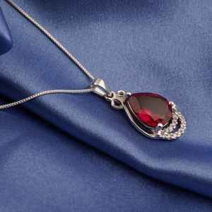 <b>Ruby</b> Teardrop Pendant 925 Sterling Silver July Birthstone Pendant Elegant Handmade Jewelry Gift For Her - Product Image 2