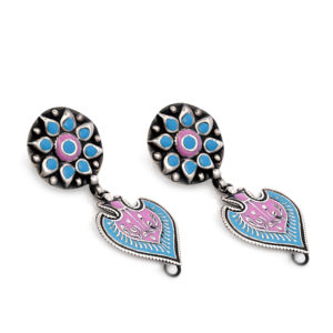 Silver Mountain SKU7552 Pendientes Colgantes de Plata de Ley 925 con Esmalte Vintage, Estilo Étnico/Bohemio, con Forma de Flor y Corazón para Mujer, Ideales para Bodas - Product Image 2