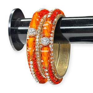 Nouveau design, bracelets en métal orange brillant avec perles, élégants pour mariages et fêtes, prix de gros premium - Product Image 1