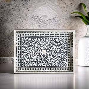 Plateau en os incrusté de qualité supérieure, design attrayant, plateau de service et de rangement pour aliments, idéal pour la maison et la cuisine, plateau de table à manger. - Product Image 1