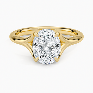 2CT Ovaler Moissanit-Verlobungsring Solitär Brautring Modernes Geteiltes Schenkeldesign - Product Image 1