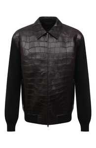 Veste en cuir véritable pour homme, style peau de serpent - Product Image 4
