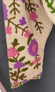 เสื้อแจ็คเก็ตปักมือสไตล์วินเทจลายดอกไม้ งานฝีมือสุดประณีต สีชมพูม่วง ผ้าฝ้ายซูซานี ระบายอากาศได้ดี - Product Image 2