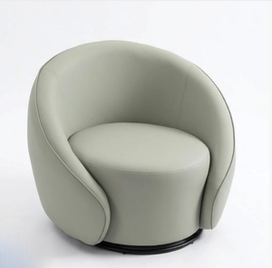 Sillón Giratorio de Diseño Moderno para Sala de Estar, Sillón Individual Curvo de PVC con Brazos Redondos - Product Image 4