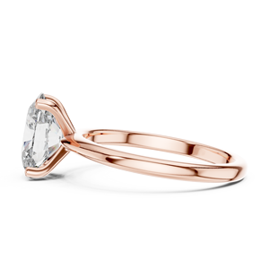 Anillo de compromiso solitario con diamante ovalado cultivado en laboratorio en oro rosa – Anillo de diamante nupcial ovalado clásico y minimalista para mujer - Product Image 5