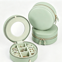 Étui de voyage cylindrique haut de gamme pour bijoux avec fermeture éclair et fenêtre, pochette d'emballage personnalisée pour bijoux