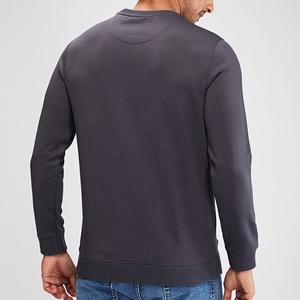 Sweat-shirt en tricot jacquard pour homme, manches longues, col rond côtelé, pull personnalisé gris anthracite, fabricant de vêtements OEM - Product Image 4