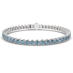 Pulsera de tenis estilo Hip Hop de oro de 10k con diamantes de laboratorio de corte pera en azul lila hielo, certificados GRA, joyería para mujer - Product Image 3
