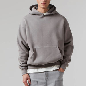 Sudadera con capucha extragrande de felpa francesa gruesa personalizada al por mayor, con bordado esencial y estampado en relieve - Product Image 1