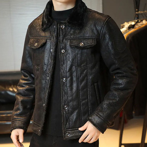 Blouson de moto homme en cuir véritable, imperméable et respirant, col montant, coupe moderne, fermeture éclair avant, style classique, idéal pour l'hiver - Product Image 3