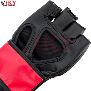 Nouvel Arrivage Prix de Gros OEM ODM Gants de MMA en Cuir Rouge et Noir à Paume Ouverte pour Grappling, Sparring et Entraînement de Combat - Product Image 6