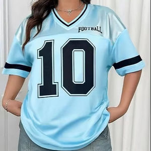 Camiseta de Fútbol Americano Personalizada para Mujer, Estilo Oversize, Transpirable, con Logotipo Cosido e Impreso - Product Image 1