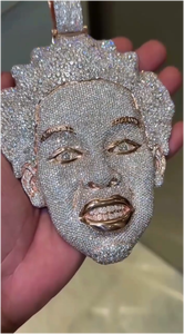 Colgante personalizado con diamantes de moissanita y plata de ley 925, estilo hip hop, para unisex. - Product Image 4