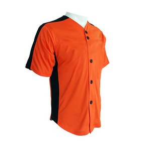 Ensemble uniforme de baseball pour homme, orange et noir, manches courtes, boutons sur le devant, 100 % polyester, vêtements respirants - Product Image 2