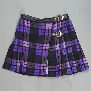 Mini-kilt écossais en laine pour écolière, taille personnalisée, violet et noir, pour femme - Product Image 1
